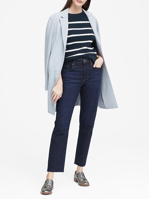 Banana Republic Petite High-rise Straight-fit Dark Wash Ankle Jean