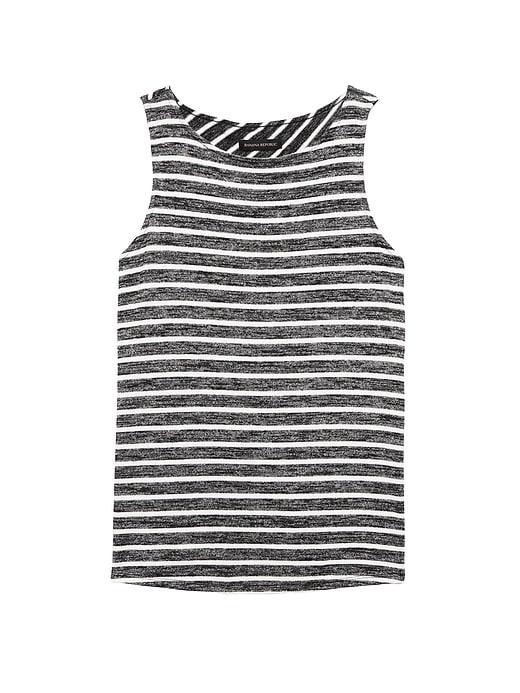 Banana Republic Womens Soft Jersey Wrap-back Tank Shadow Charcoal Stripe Size Xxs