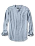Banana Republic Mens Camden Fit Collarless Stripe Shirt Size L Tall - Washed Indigo