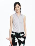 Banana Republic Womens Riley Fit Stripe Sleeveless Shirt Size 0 - Mini Stripe