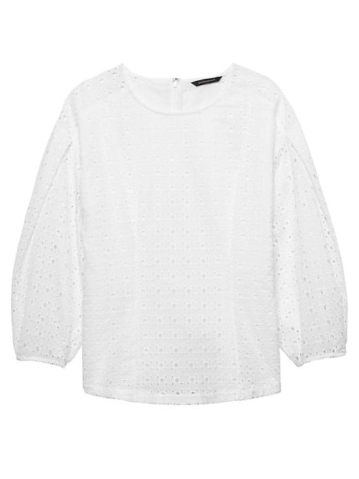 Banana Republic Womens Eyelet Bubble-sleeve Top White Size M