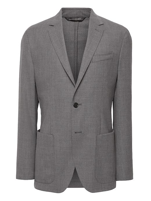 Banana Republic Mens Slim Solid Smart-weight Performance Wool Blend Suit Jacket Charcoal Size 36