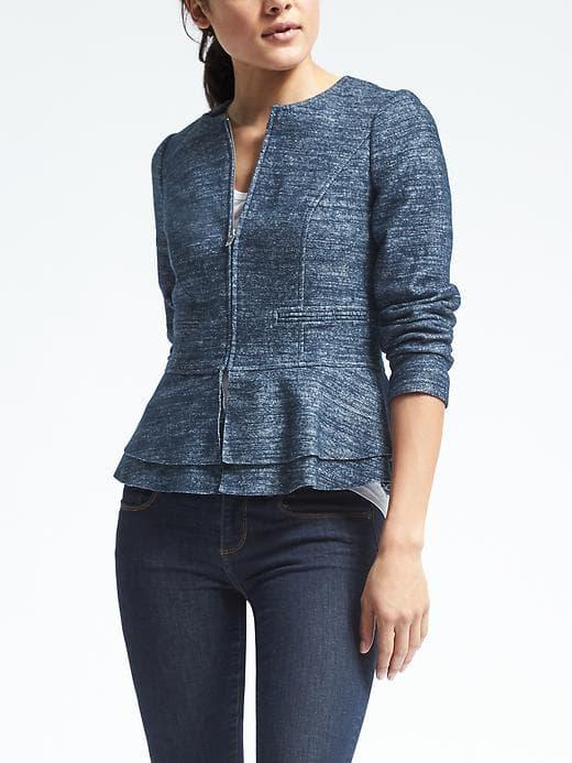 Banana Republic Womens Spacedye Wool Blend Peplum Jacket - Tipo