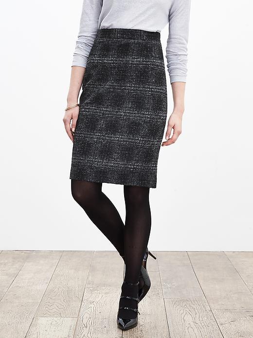 Banana Republic Womens Plaid Pencil Skirt Size 0 Petite - Gray/black