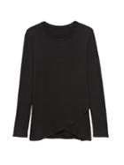 Banana Republic Womens Petite Threadsoft Cross-front T-shirt Black Size M