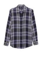 Banana Republic Womens Petite Dillon Classic-fit Plaid Flannel Shirt Lavender Size S