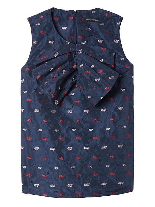 Banana Republic Womens Pleated Bow Top - Navy