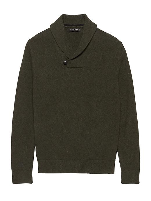 Banana Republic Mens Extra-fine Italian Merino Woolshawl-collar Sweater Hemlock Green Size Xs