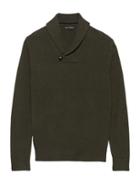 Banana Republic Mens Extra-fine Italian Merino Woolshawl-collar Sweater Hemlock Green Size Xs