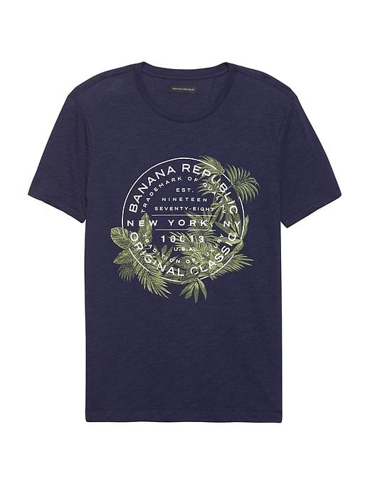 Banana Republic Mens Soft-wash Logo Crew-neck T-shirt Midnight Size L