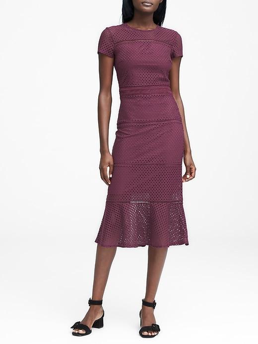 Banana Republic Womens Lace Sheath Dress Rich Wine Size 4