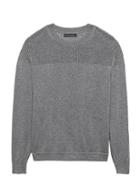 Banana Republic Womens Feather-touch Mixed-stitch Crew-neck Sweater Heather Charcoal Size M