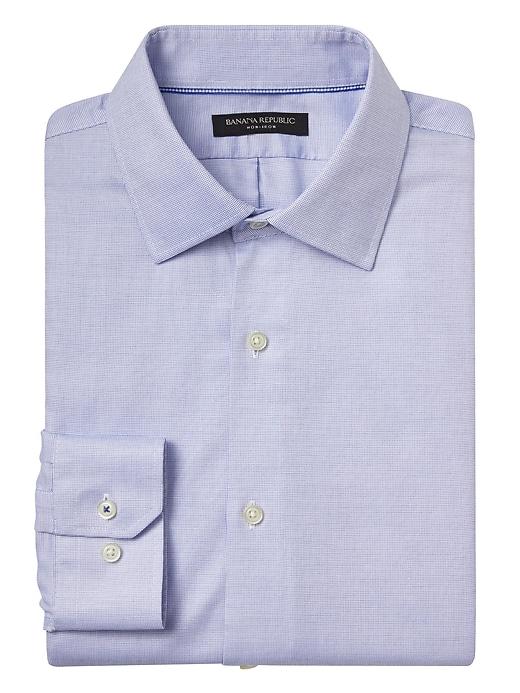 Banana Republic Mens Classic-fit Non-iron Solid Shirt Sky Blue Size M