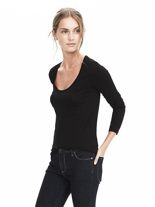 Banana Republic Womens Signature Modal Tee - Black