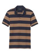 Banana Republic Mens Luxury Touch Rugby Stripe Polo - Camel
