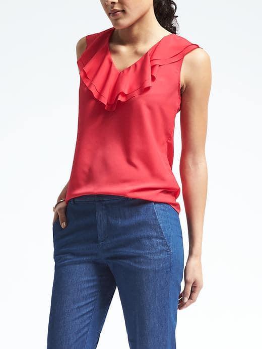 Banana Republic Womens Cascading Ruffle Top - Heartthrob