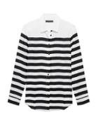 Banana Republic Womens Dillon Classic-fit Stripe Sheer Soft Shirt White Size L