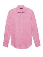 Banana Republic Mens Camden Standard-fit Linen Shirt Pink Size L