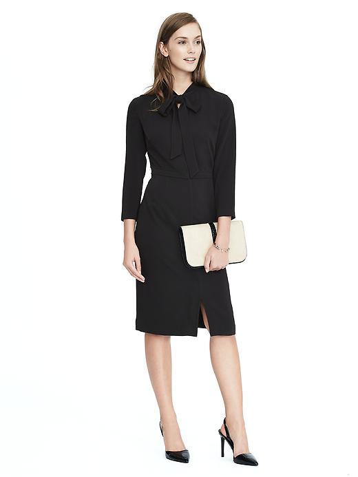 Banana Republic Womens Tie Neck Dress - Black