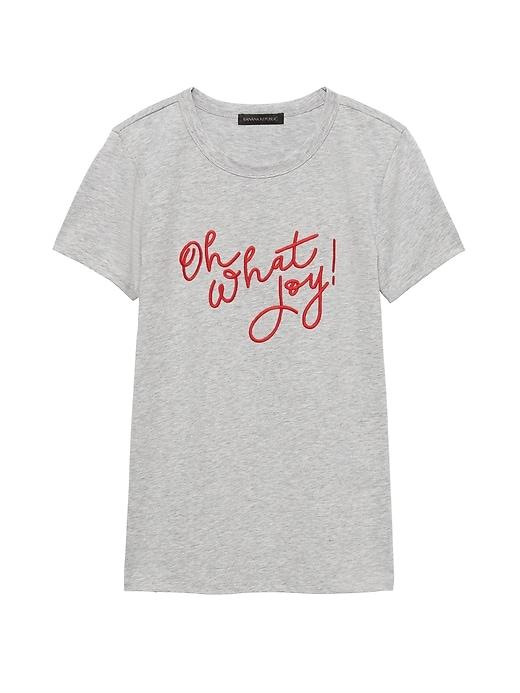 Banana Republic Womens Supima Cotton Oh What Joy Graphic T-shirt Light Gray Size Xs