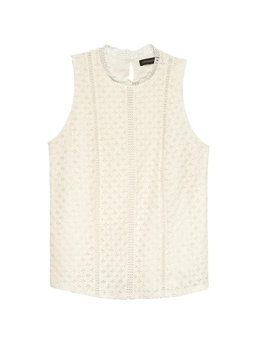 Banana Republic Womens Petite Paneled Lace Shell White Size Xs