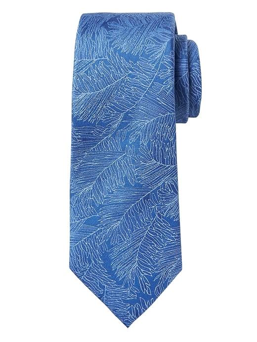 Banana Republic Mens Palm Leaf Silk Nanotex Tie Coastal Blue Size One Size