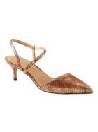 Banana Republic Womens Asymmetrical Strap Kitten Heel - Metallic Snake Effect Leather