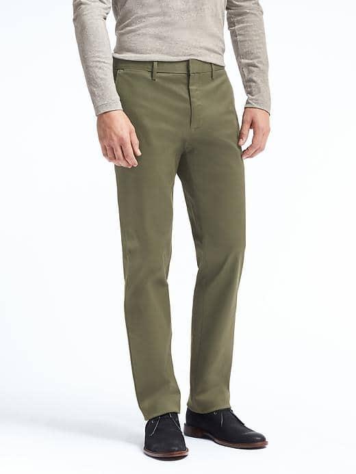 Banana Republic Mens Emerson Straight Rapid Movement Chino - Olive