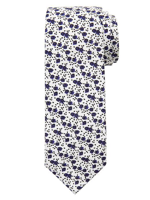Banana Republic Mens Italian Cotton Micro Floral Tie Size One Size - White