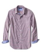 Banana Republic Mens Slim Fit Custom 078 Wash Burgundy Multi Check Shirt Size L Tall - Light Red Rhine