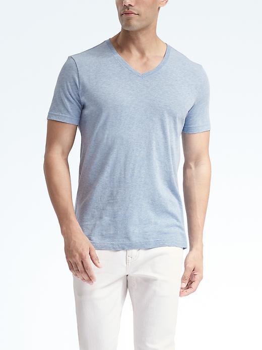 Banana Republic Mens Short Sleeve Soft Wash Vee - Dream Blue