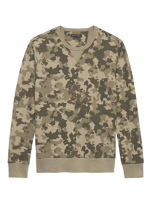 Banana Republic Mens Camo French Terry Crew-neck Sweatshirt Cargo Green Size S