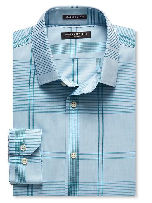 Banana Republic Mens Camden Fit Bold Check Non Iron Shirt Size L Tall - Eternal Teal
