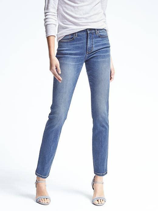 Banana Republic Womens Slim Straight Fit Light Wash Sculpt Jean - Light Wash