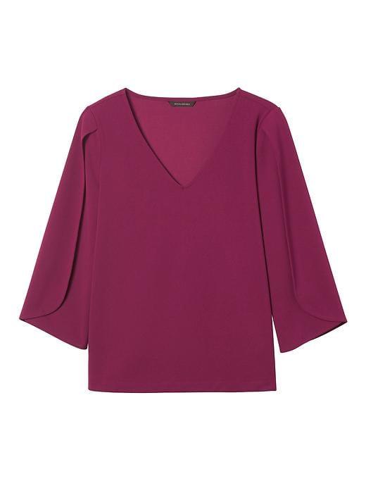 Banana Republic Womens Tulip Sleeve Top - Burgundy