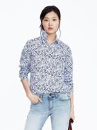 Banana Republic Womens Dillon Fit Print Shirt Size L - Blue Multi