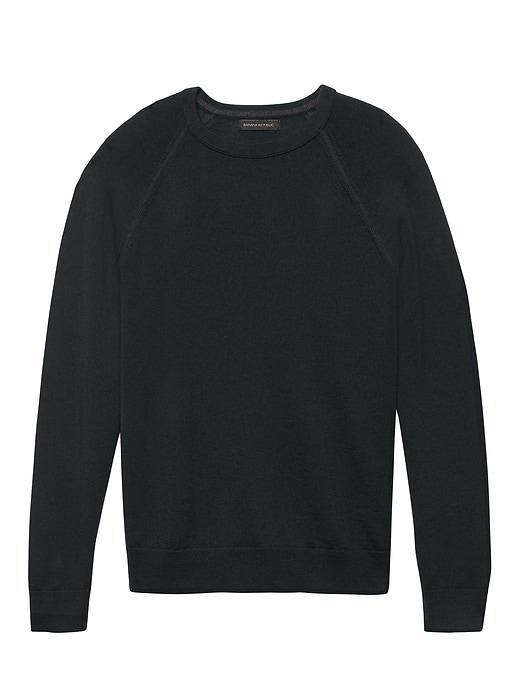 Banana Republic Mens Italian Merino Crew Sweater-neck Raglan Sweater Dark Jade Size L