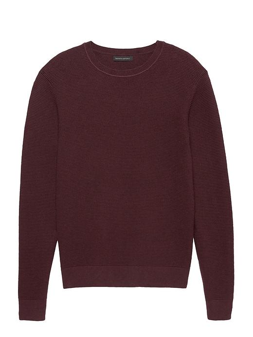 Banana Republic Mens Supima Cotton Waffle-knit Crew-neck Sweater California Burgundy Red Size Xs