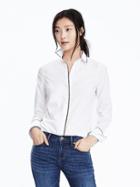 Banana Republic Riley Fit Embroidered Edge Shirt Size 0 Petite - White