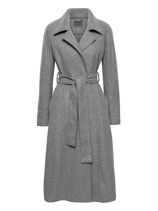 Banana Republic Womens Italian Melton Wool-blend Belted Maxi Coat Dark Charcoal Gray Size Xxs