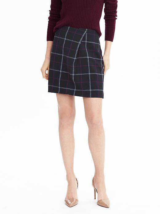 Banana Republic Womens Asymmetrical Front Flap Skirt Size 0 Petite - Preppy Navy