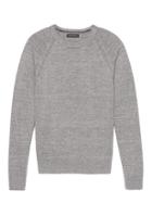 Banana Republic Mens Heathered Cotton Crew-neck Sweater Gray Size L