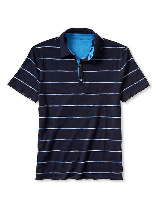Banana Republic Mens Slim Fit Raw Edge Cotton Polo Size L - Preppy Navy