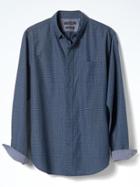 Banana Republic Mens Grant Fit Custom Wash Navy Dobby Shirt - Navy Star