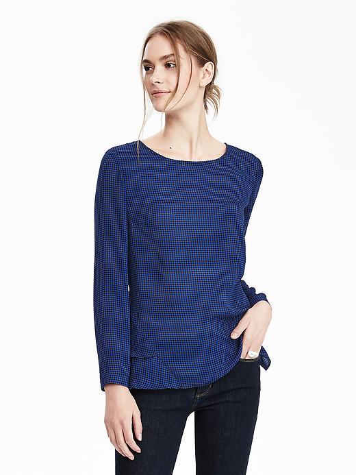 Banana Republic Flounce Shirt Size L Petite - Marina Blue