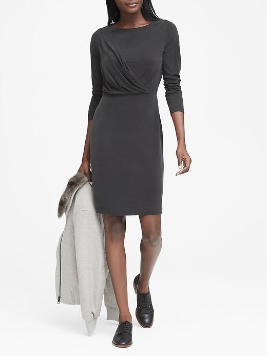 Banana Republic Womens Sandwash Modal Twist-front T-shirt Dress Black Size M