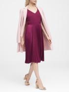 Banana Republic Womens Pleated Fit-and-flare Dress Claret Red Size 2