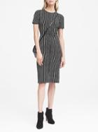 Banana Republic Womens Side-button Bi-stretch Sheath Dress Mini Stripe Size 8