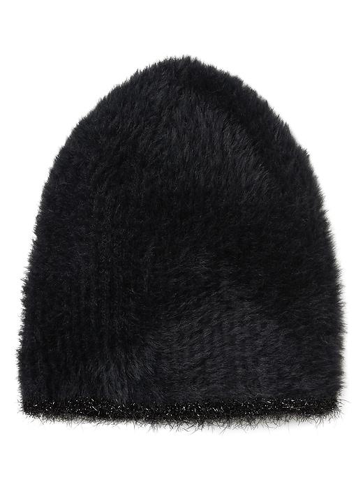 Banana Republic Womens Fuzzy Ribbed-knit Beanie Black Size One Size