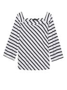 Banana Republic Womens Stripe Wide-sleeve Square Neck Top Wide Stripe Size M